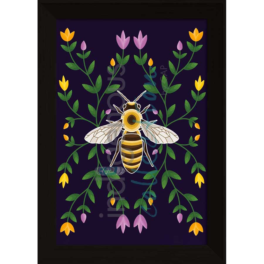 Honey Bee and Ojibwe Floral by artist Marissa Indoe - Anishinaabe. Indigenous Collection