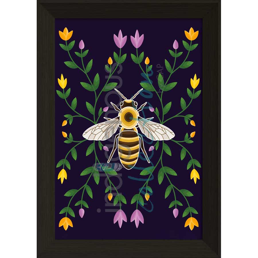 Honey Bee and Ojibwe Floral by artist Marissa Indoe - Anishinaabe. Indigenous Collection