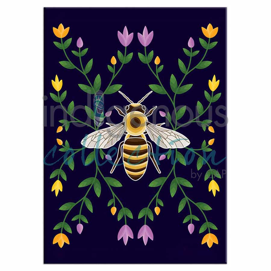 Honey Bee and Ojibwe Floral Magnets by artist Marissa Indoe