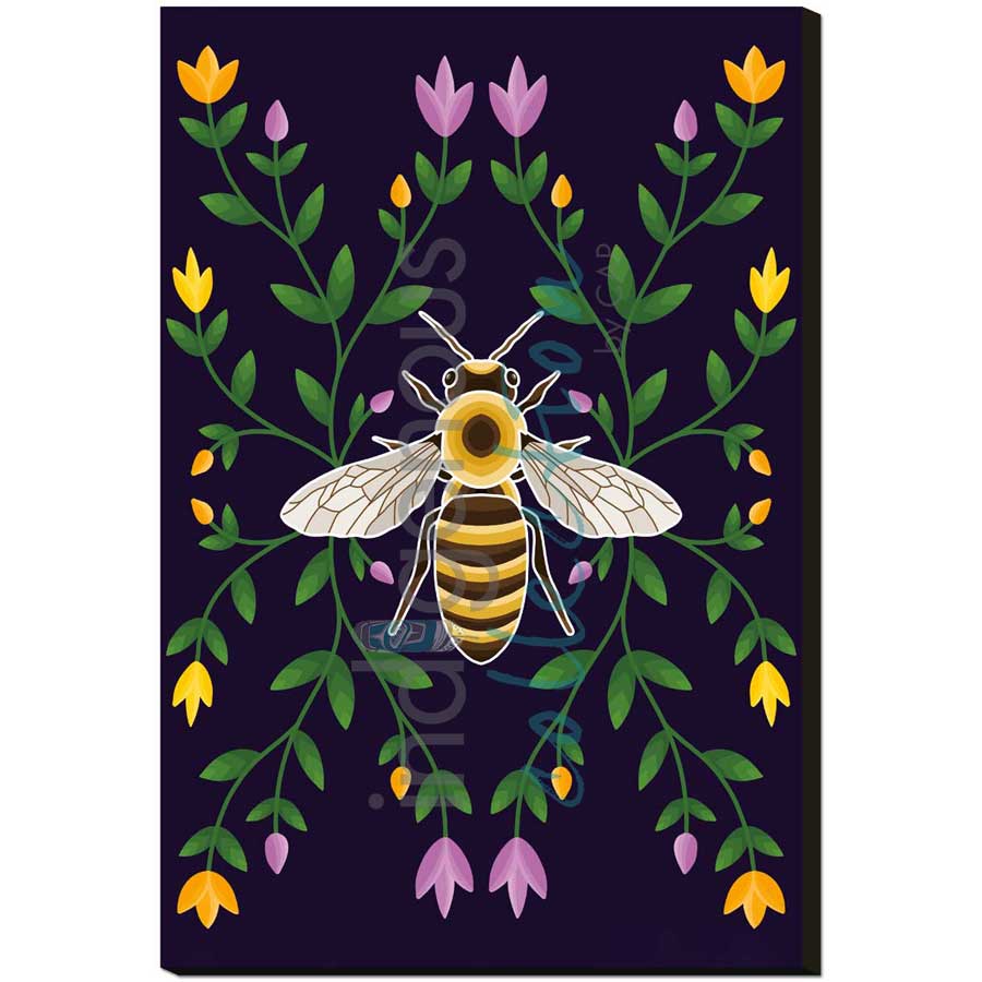 Honey Bee and Ojibwe Floral by artist Marissa Indoe - Anishinaabe. Indigenous Collection