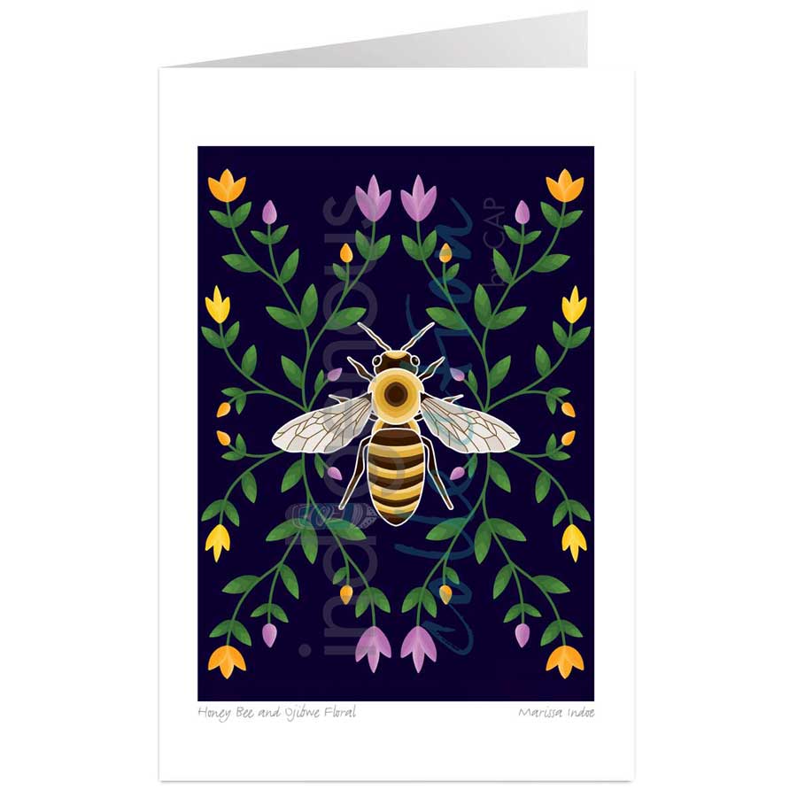Honey Bee and Ojibwe Floral by artist Marissa Indoe