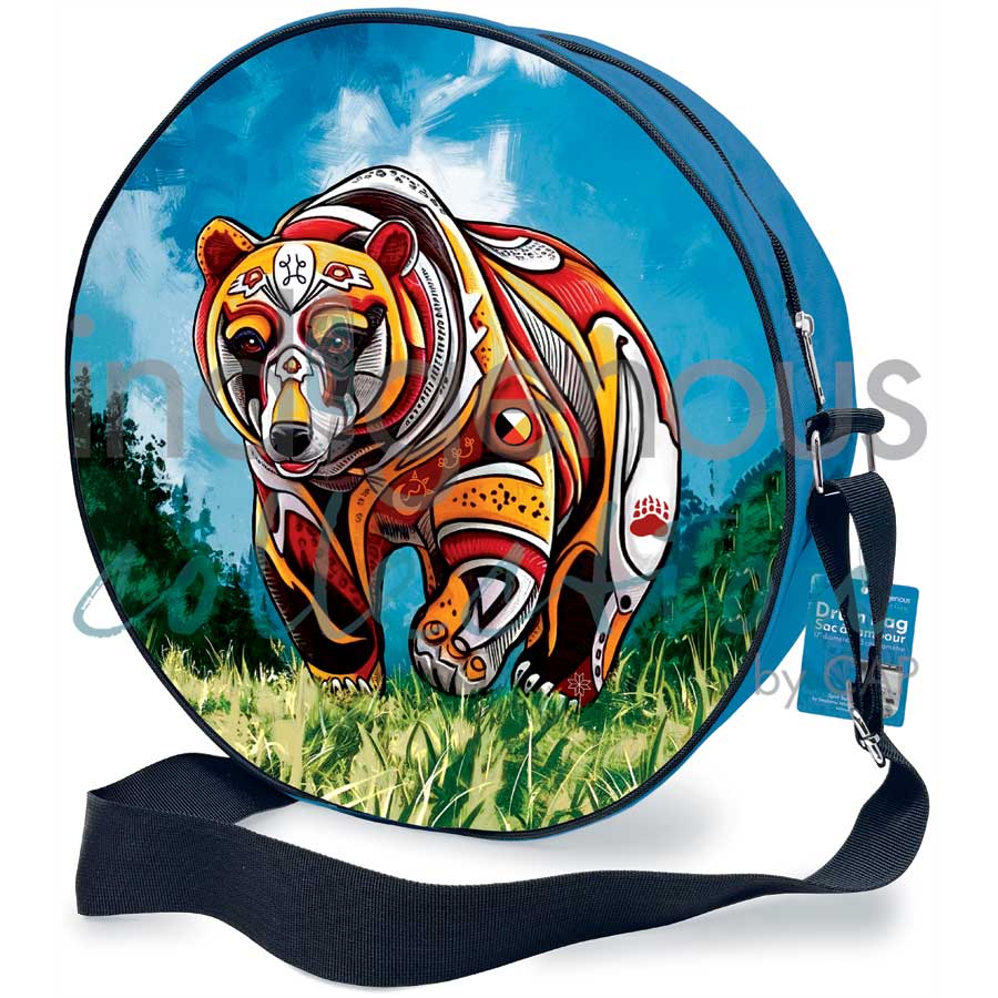 Spirit Bear Drum Bag by artist Stephanie White - Mi'kmaq