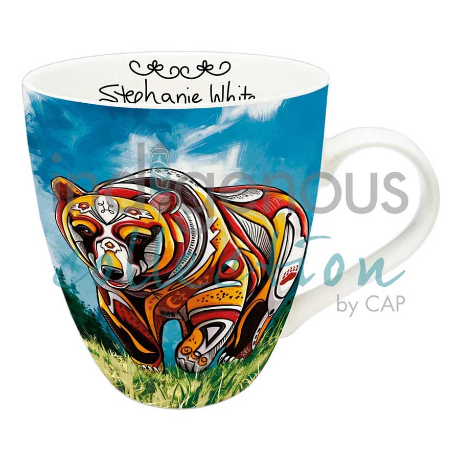 Spirit Bear Signature Mug by artist Stephanie White. Indigenous Collection.