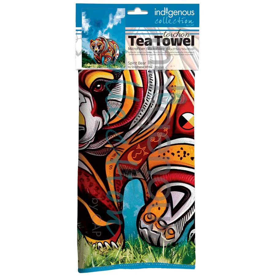 Spirit Bear Tea Towel by artist Stephanie White