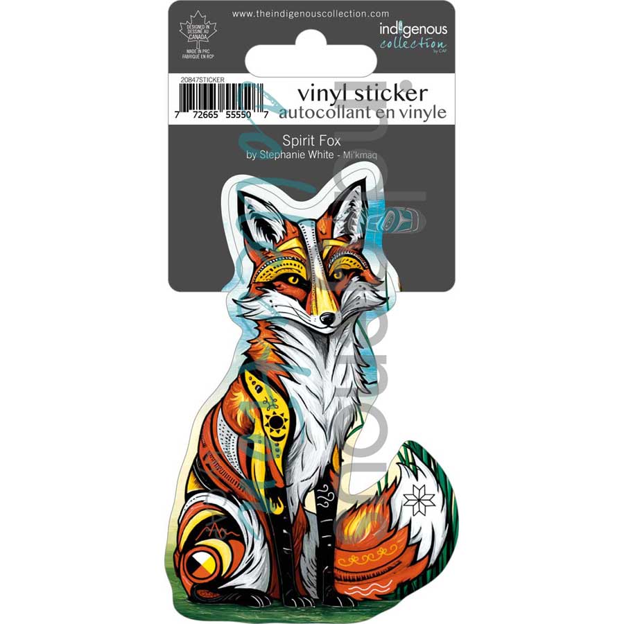 Spirit Fox Vinyl Die-Cut Sticker by artist Stephanie White. Indigenous Collection.