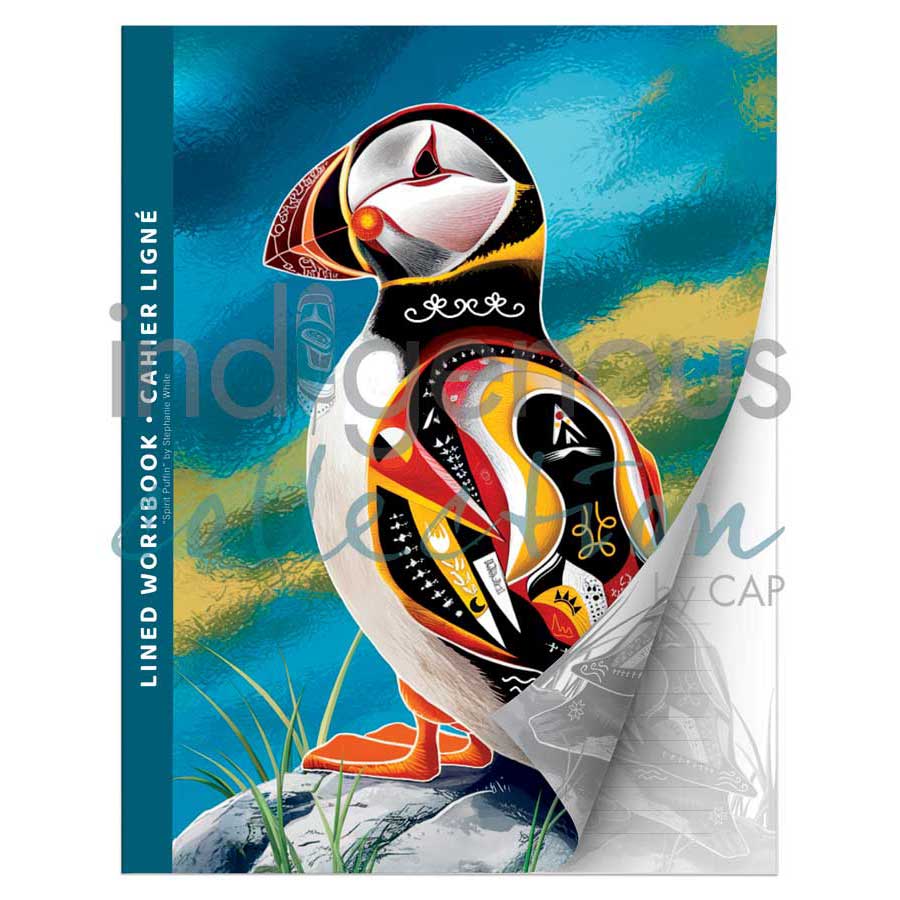 Spirit Puffin Workbook by artist Stephanie White. Indigenous Collection.