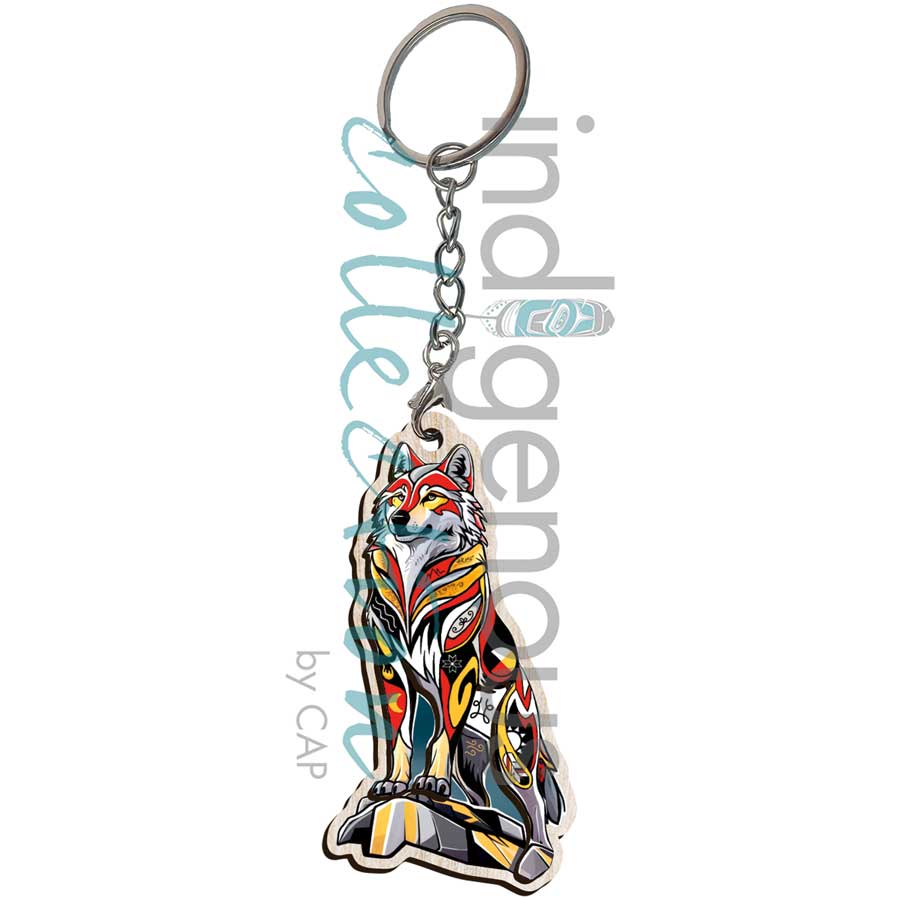 Spirit Wolf 3D Keychain by artist Stephanie White. Indigenous Collection.