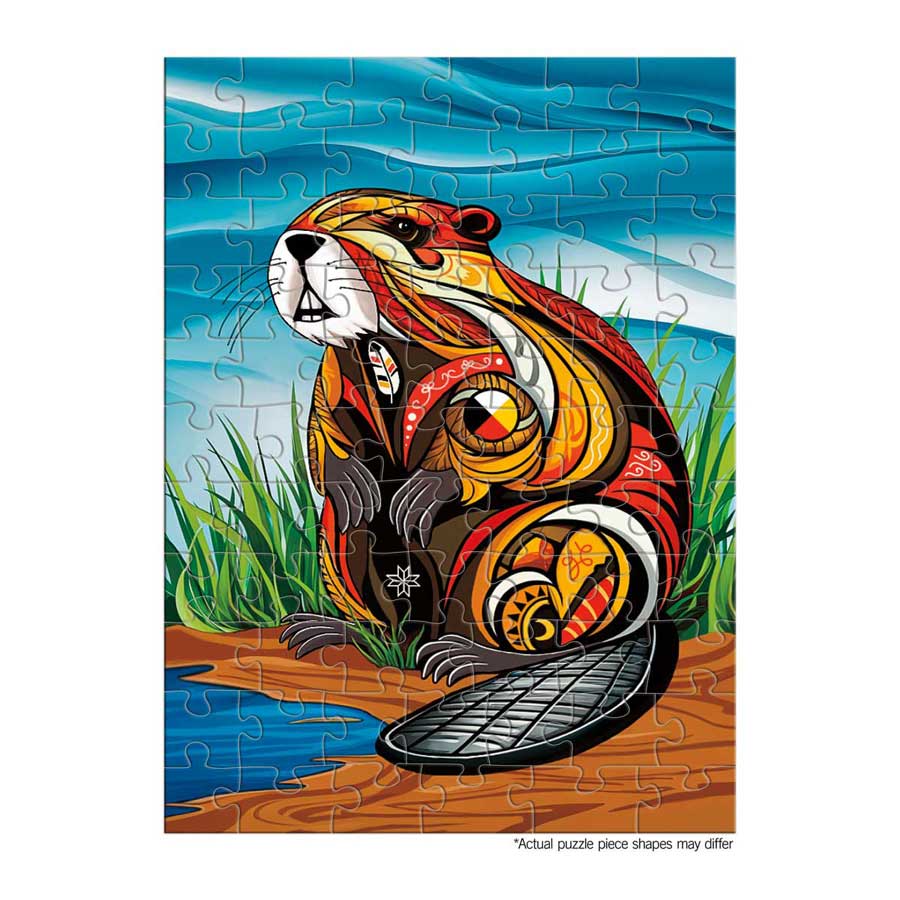 Spirit Beaver Puzzle - On The Go - 72 Pcs by artist Stephanie White. Indigenous Collection.
