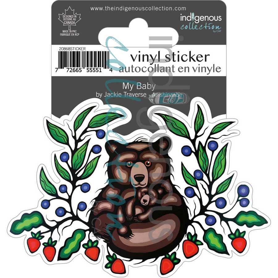My Baby Vinyl Die-Cut Sticker by artist Jackie Traverse. Indigenous Collection.