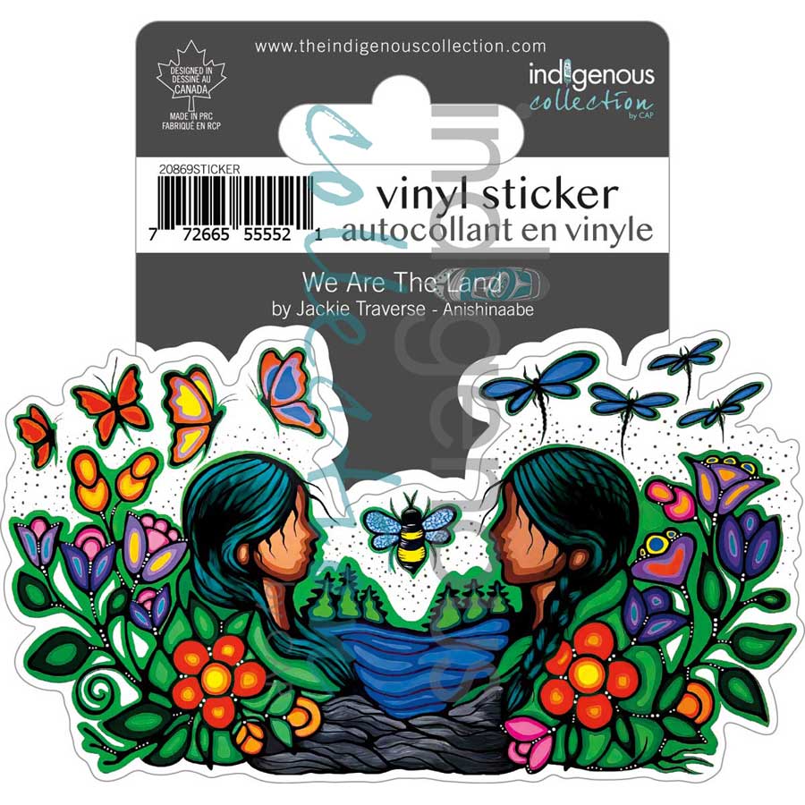 We Are The Land Vinyl Die-Cut Sticker by artist Jackie Traverse. Indigenous Collection.