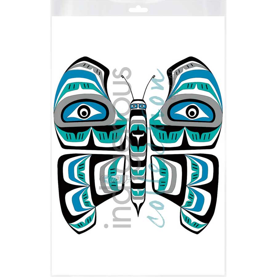 Teal Butterfly by artist Shirley Babcock - Coast Salish/Kwakwaka'wakw. Indigenous Collection