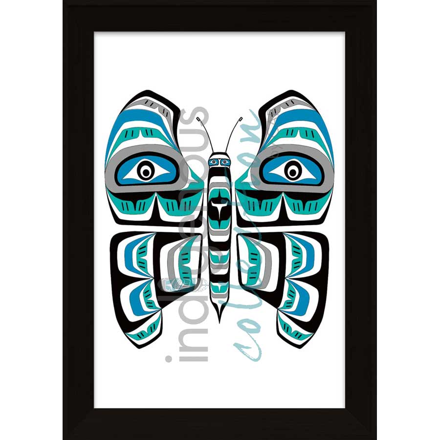 Teal Butterfly by artist Shirley Babcock - Coast Salish/Kwakwaka'wakw. Indigenous Collection