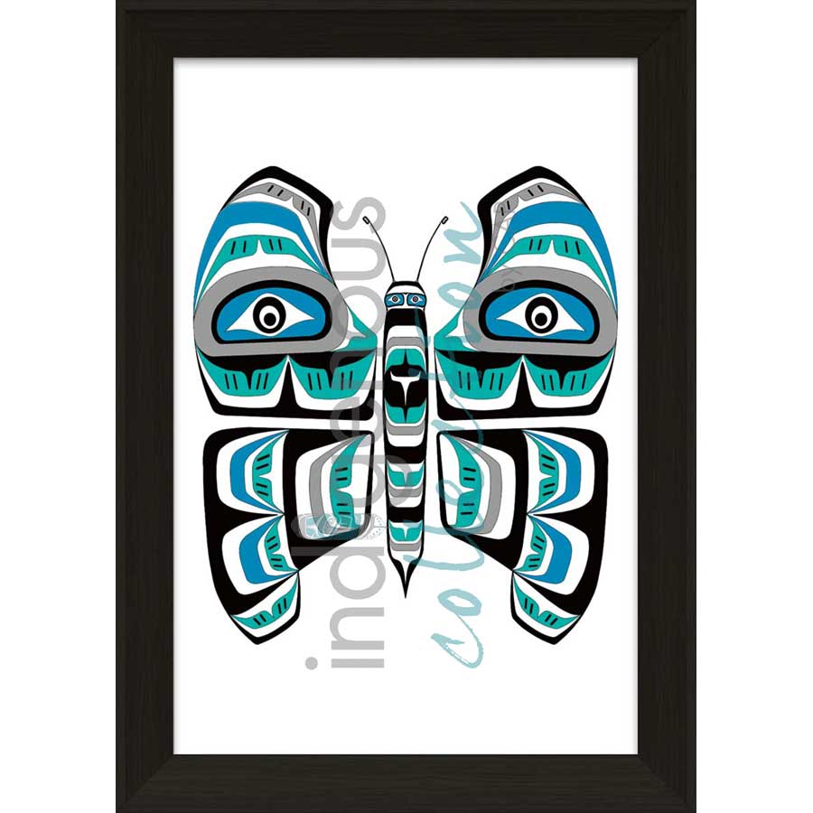 Teal Butterfly by artist Shirley Babcock - Coast Salish/Kwakwaka'wakw. Indigenous Collection