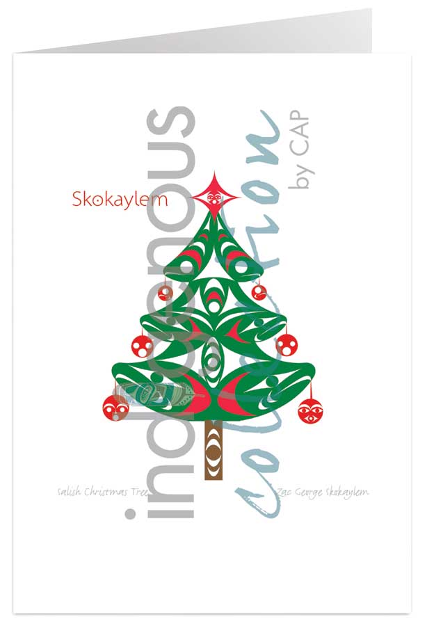 Salish Christmas Tree 5 x 7 Art Card by artist Zac George SKOKAYLEM. Indigenous Collection