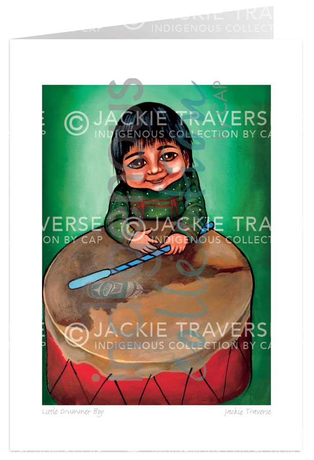 Little Drummer Boy 5 x 7 Art Card by artist Jackie Traverse. Indigenous Collection