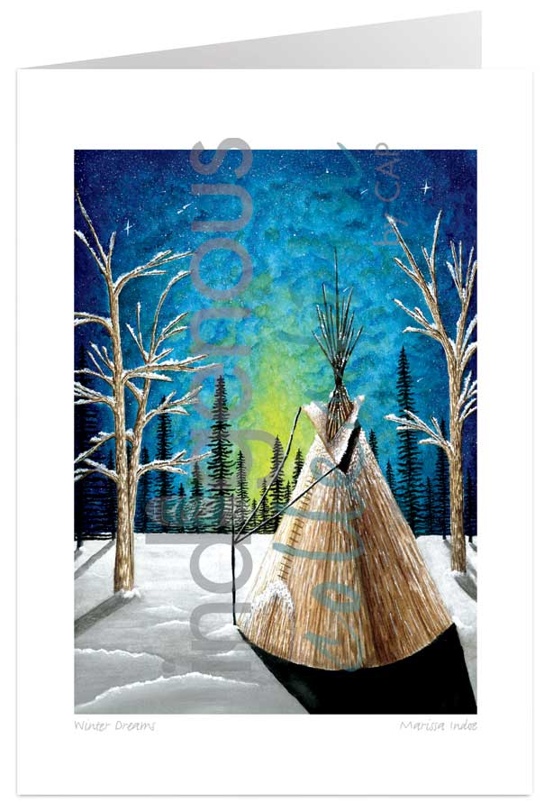 Winter Dreams 5 x 7 Art Card by artist Marissa Indoe. Indigenous Collection