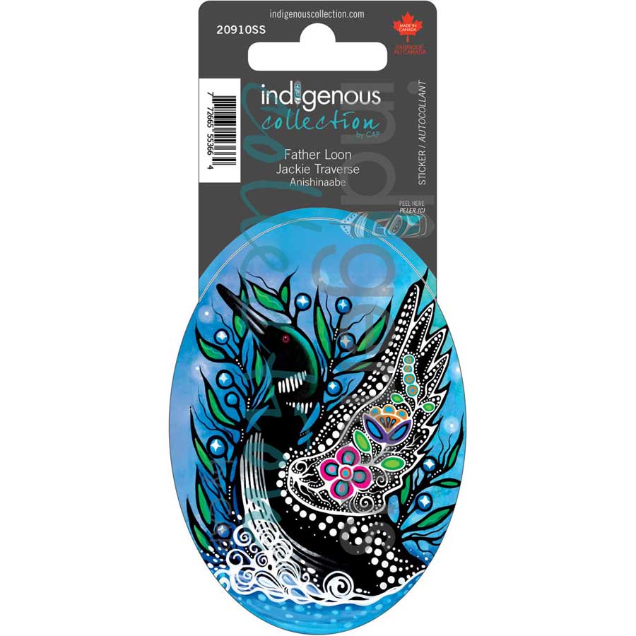 Father Loon Sticker by artist Jackie Traverse. Indigenous Collection.