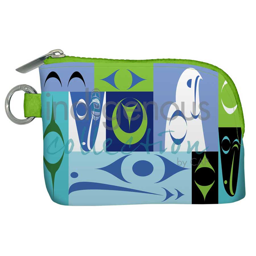 Coast Salish Design Pocket Wallet by artist Zac George Skokaylem. Indigenous Collection.