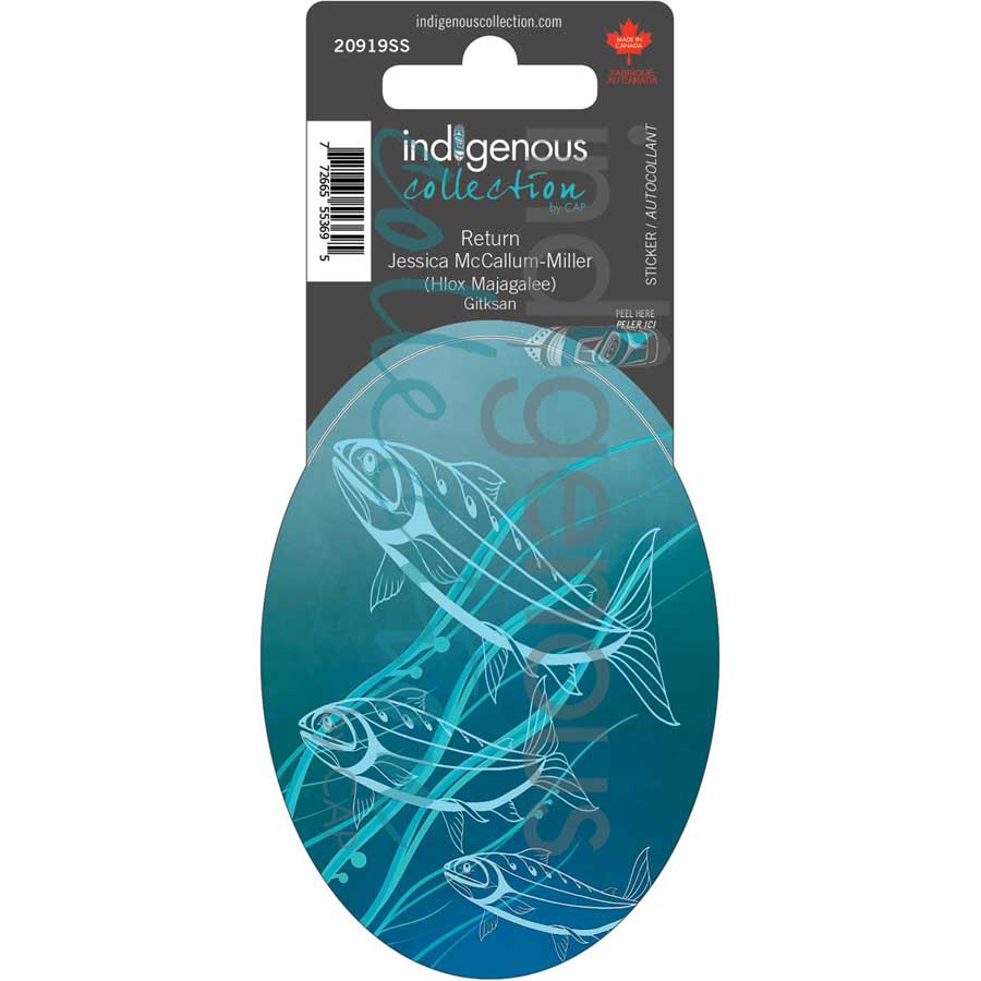 Return Sticker by artist Jessica McCallum-Miller (Hlox Majagalee). Indigenous Collection.