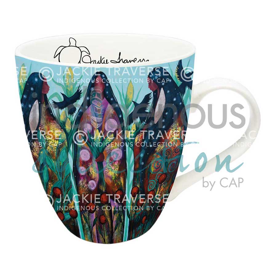 Three Sisters Signature Mug by artist Jackie Traverse. Indigenous Collection.
