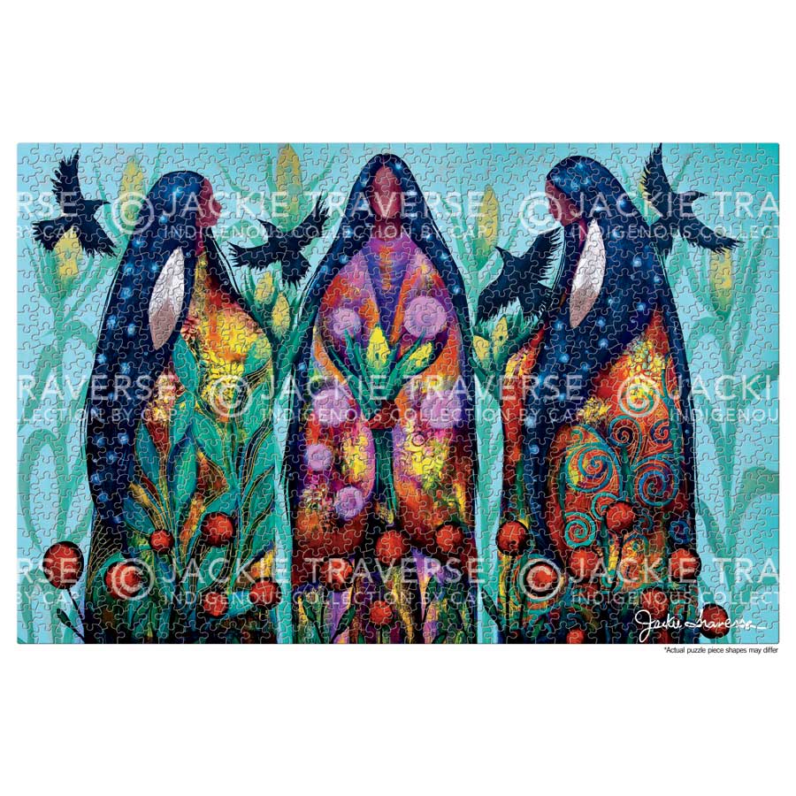 Three Sisters Puzzle - 1000 Pcs by artist Jackie Traverse. Indigenous Collection.
