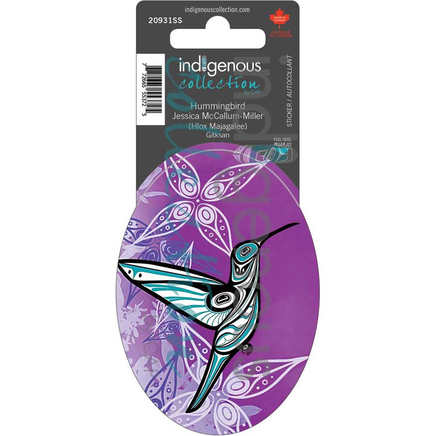 Hummingbird Sticker by artist Jessica McCallum-Miller (Hlox Majagalee). Indigenous Collection.