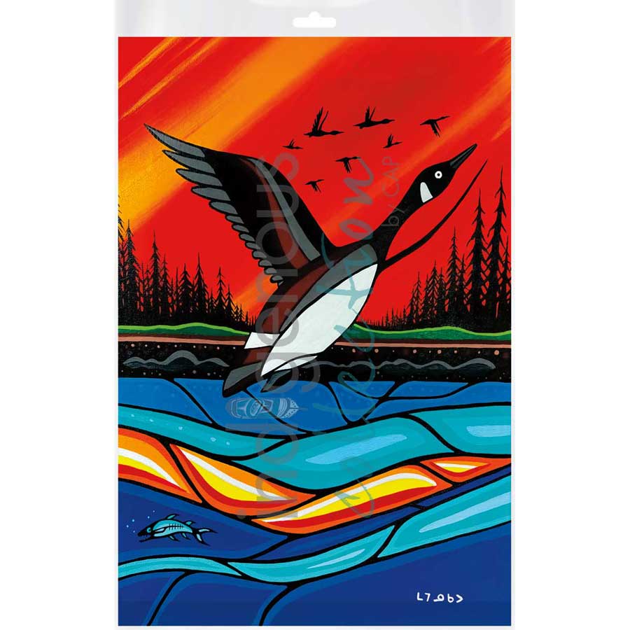 Canadian Geese in Flight by artist Jeffrey Red George - Ojibway. Indigenous Collection