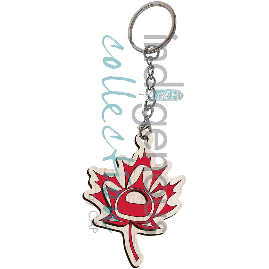 Oh Canada 3D Keychain by artist Angela Kimble. Indigenous Collection.