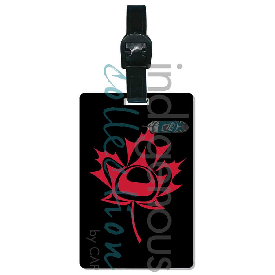 Oh Canada Luggage Tag by artist Angela Kimble. Indigenous Collection.