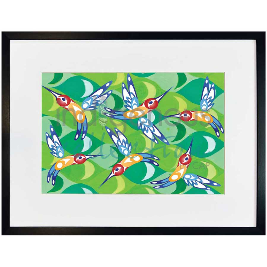 Hummingbirds by artist Brandon Gabriel - Stó꞉lō / Coast Salish. Indigenous Collection