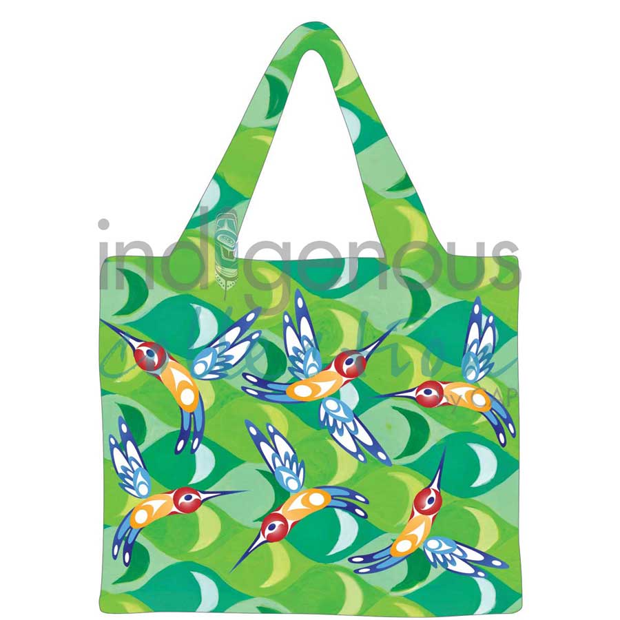 Hummingbirds Reusable Shopping Bag by artist Brandon Gabriel. Indigenous Collection.