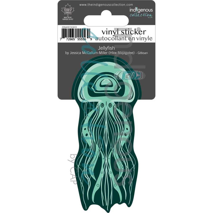 Jellyfish Vinyl Die-Cut Sticker by artist Jessica McCallum-Miller (Hlox Majagalee). Indigenous Collection.
