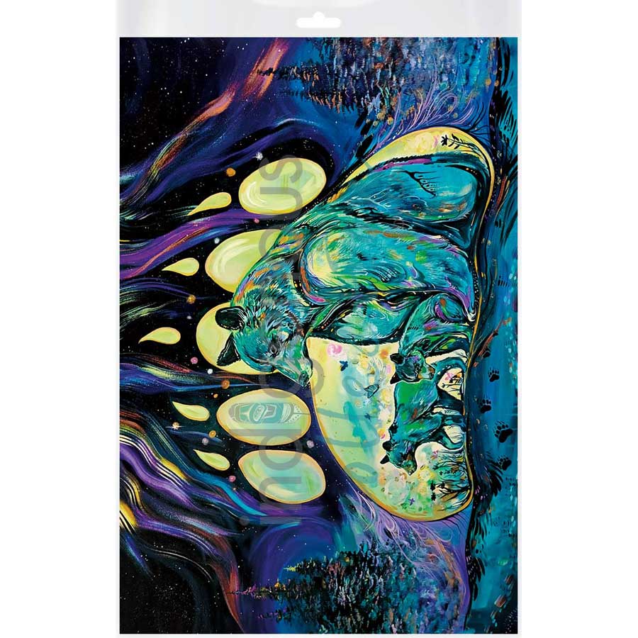 Aurora Borealis Bears by artist Carla Joseph - Métis/Cree. Indigenous Collection