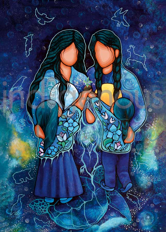 Sky Woman and Her Family by artist Jackie Traverse