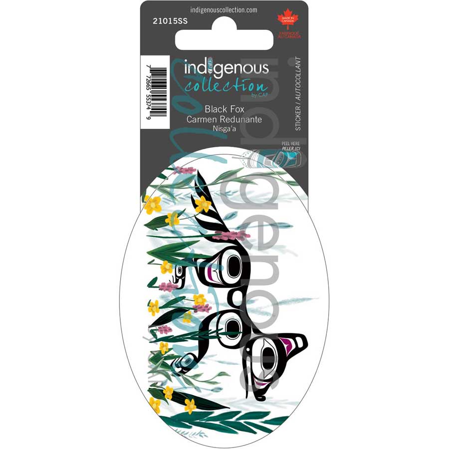 Black Fox Sticker by artist Carmen Redunante. Indigenous Collection.