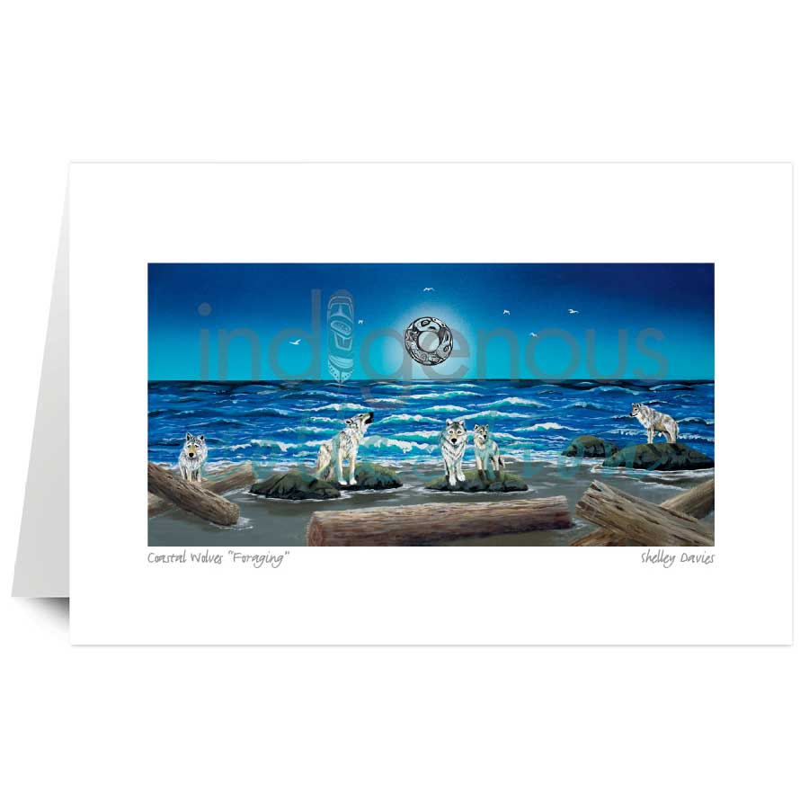 Coastal Wolves “Foraging” by artist Shelley Davies