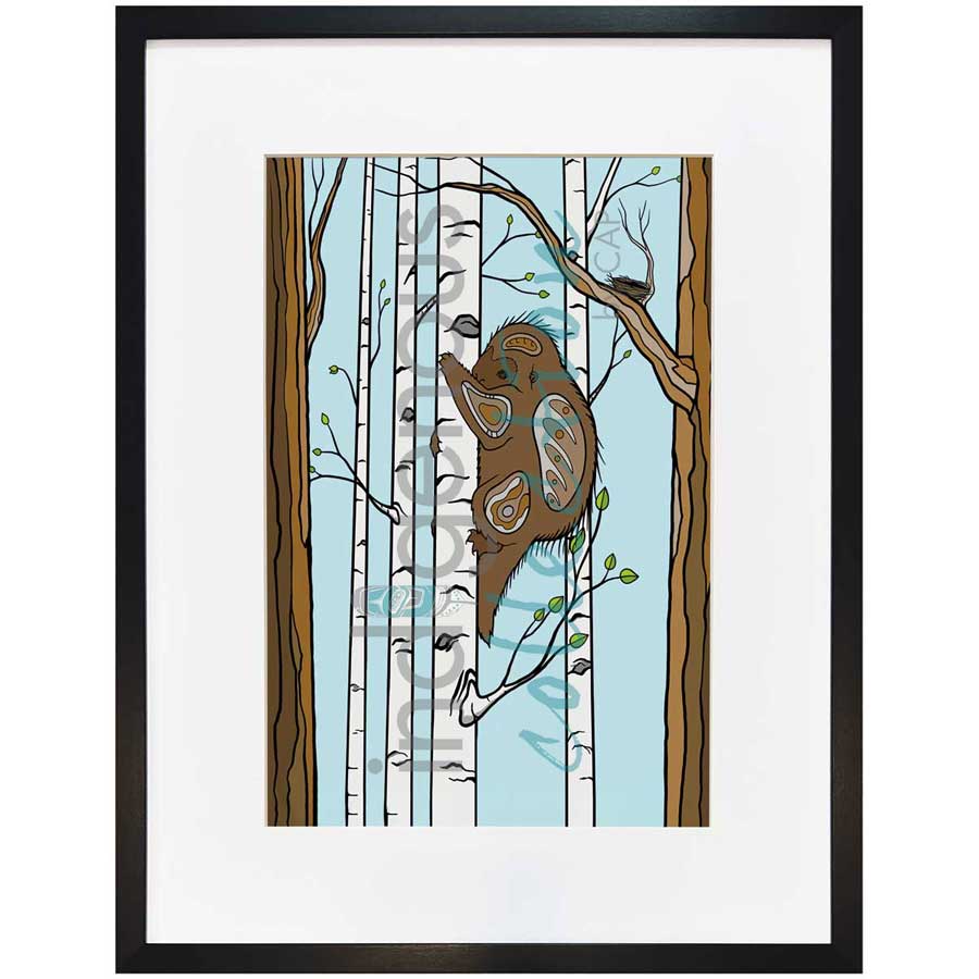 The Tree Hugger by artist Adrienne Assinewai - Anishinaabe. Indigenous Collection