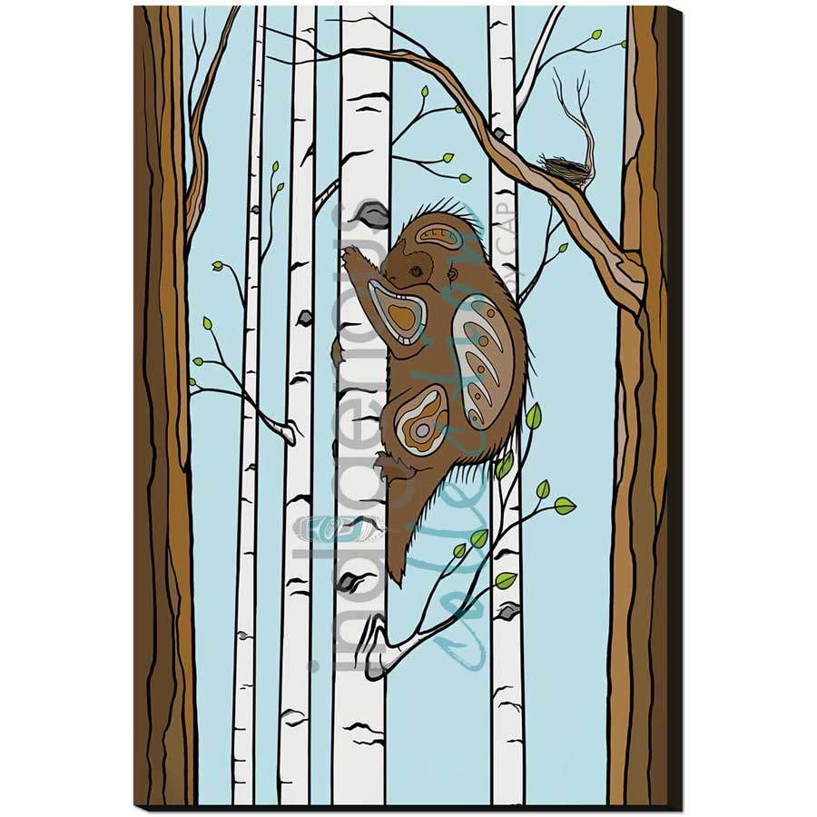 The Tree Hugger by artist Adrienne Assinewai - Anishinaabe. Indigenous Collection