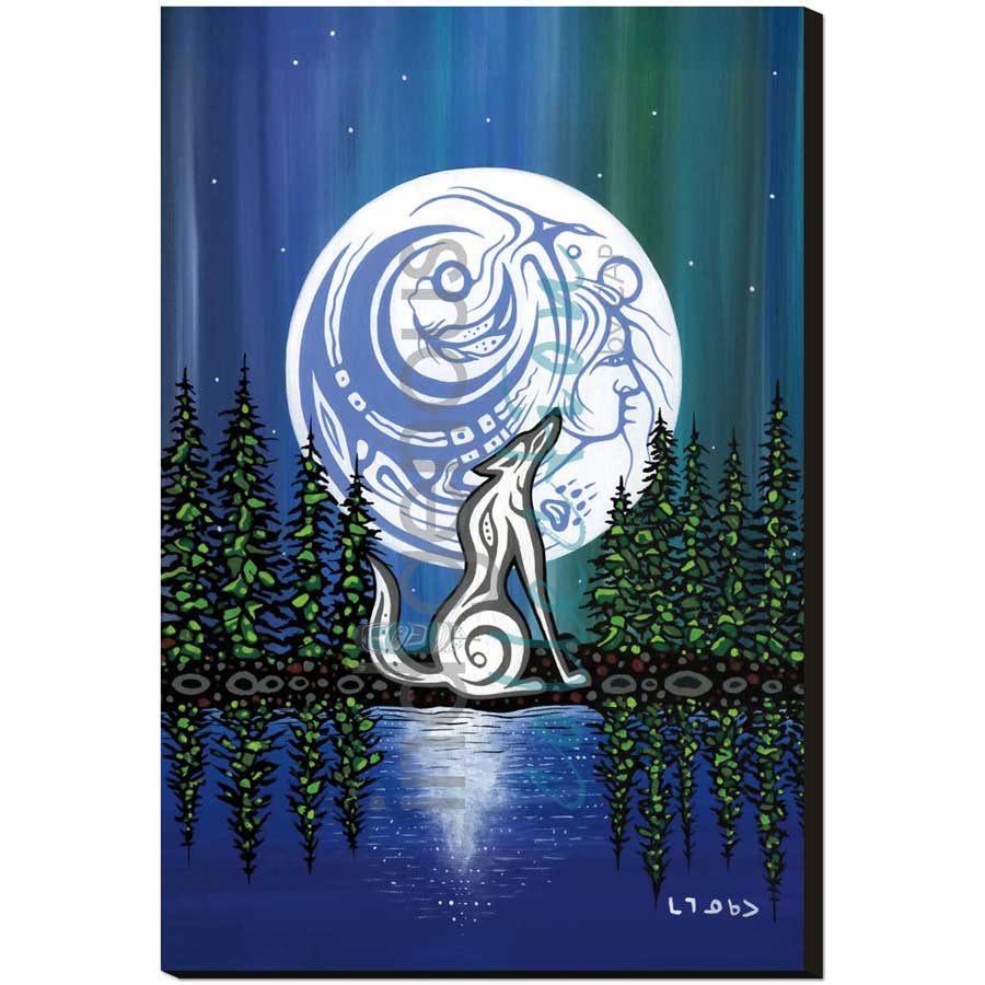 Wolf Moon by artist Jeffrey Red George - Ojibway. Indigenous Collection