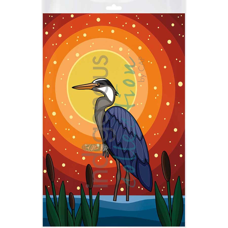 Sunset Heron by artist Marissa Indoe - Anishinaabe. Indigenous Collection