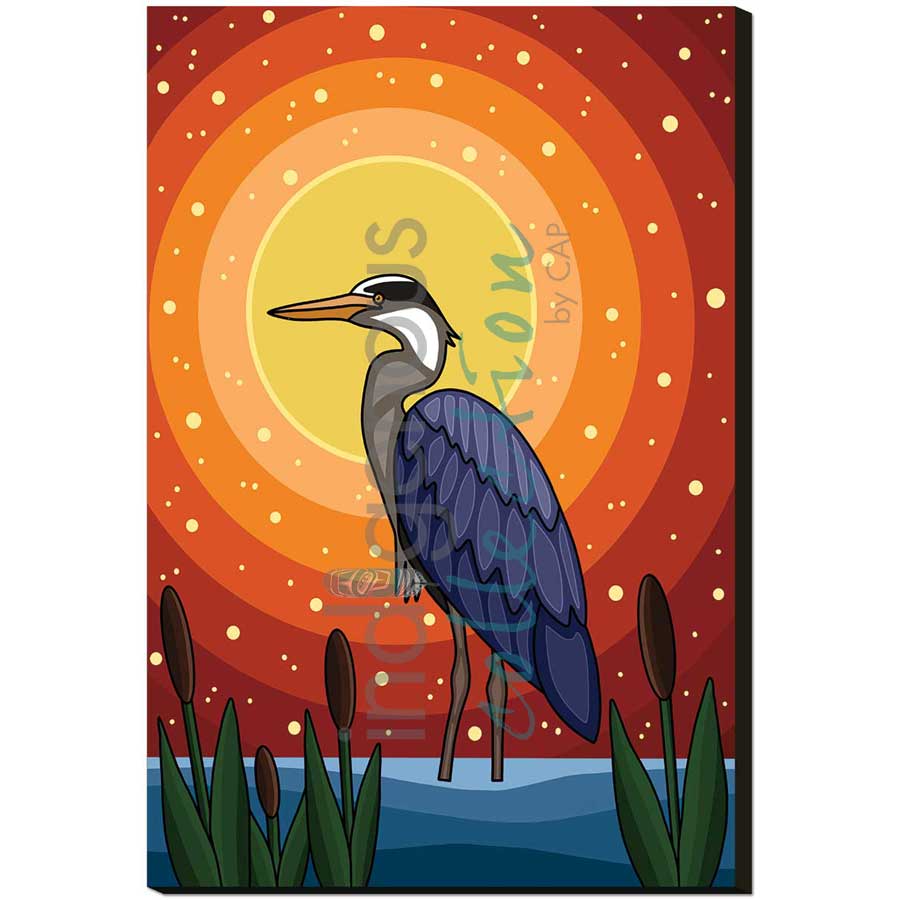 Sunset Heron by artist Marissa Indoe - Anishinaabe. Indigenous Collection