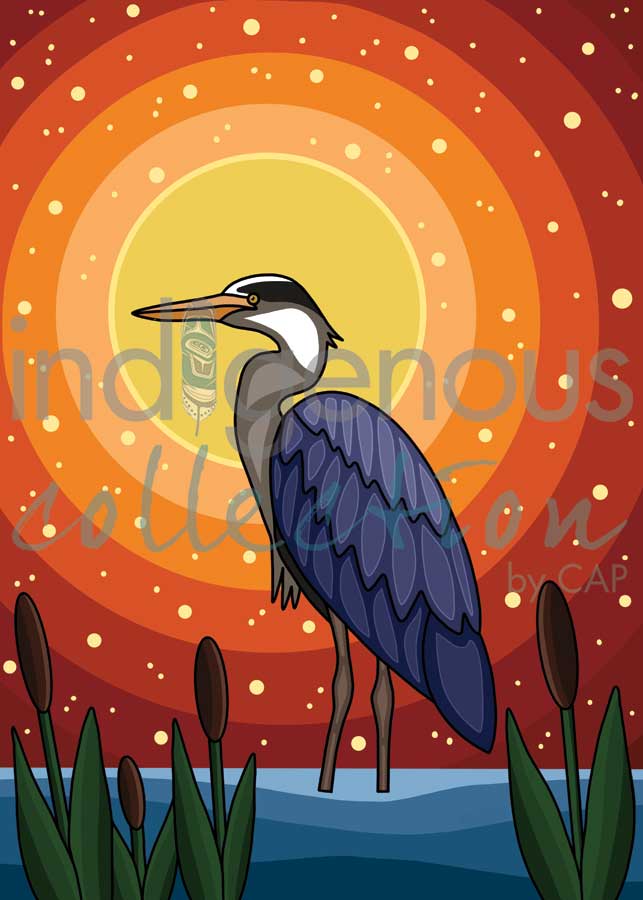 Sunset Heron by artist Marissa Indoe