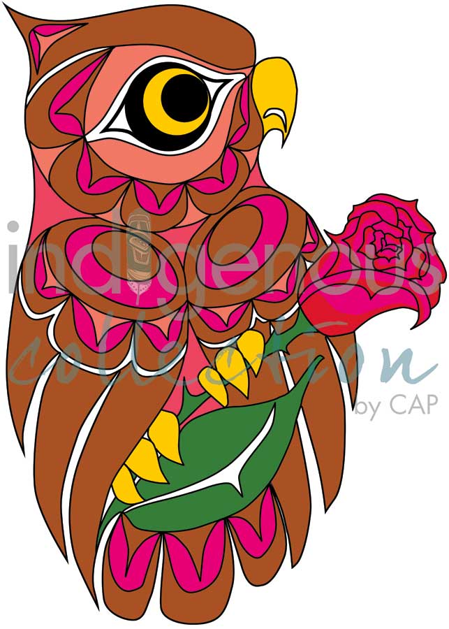 Owl and Rose by artist Angela Kimble