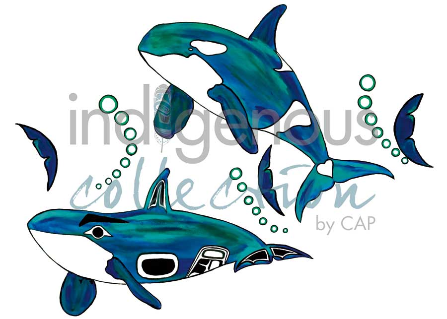 Orcas by artist Diane Levesque