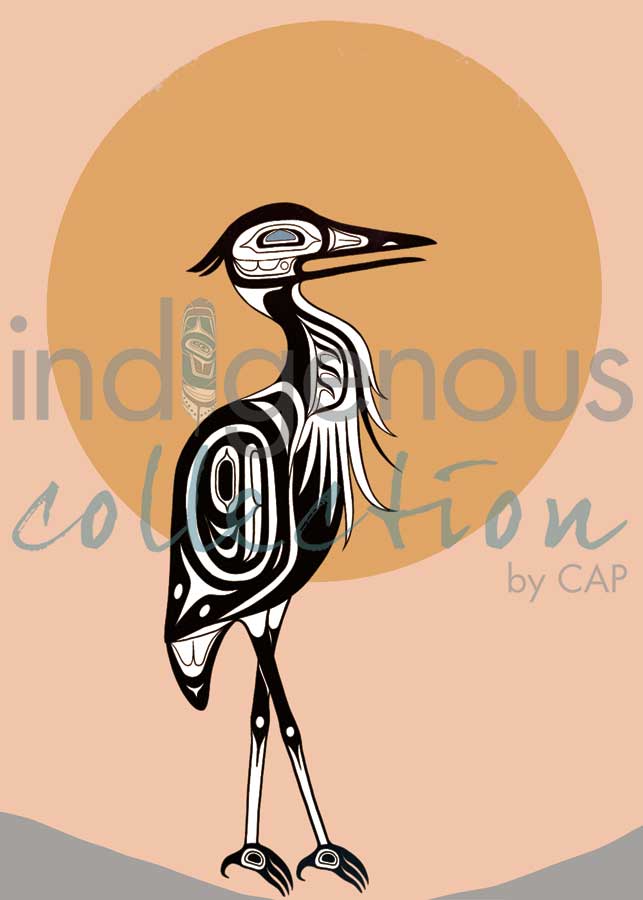 Heron at Dawn by artist Jessica McCallum-Miller (Hlox Majagalee)