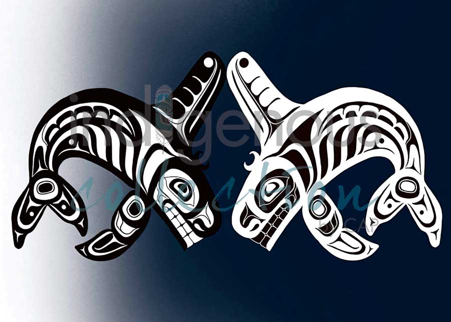 Orcas by artist Jessica McCallum-Miller (Hlox Majagalee)