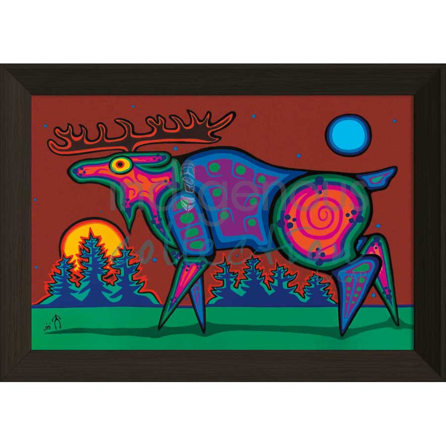 Mighty Moose by artist Jim Oskineegish - Ojibway. Indigenous Collection
