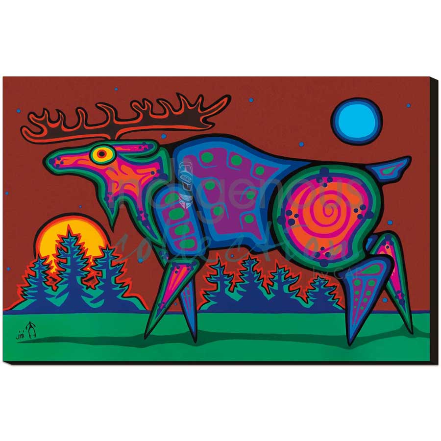 Mighty Moose by artist Jim Oskineegish - Ojibway. Indigenous Collection