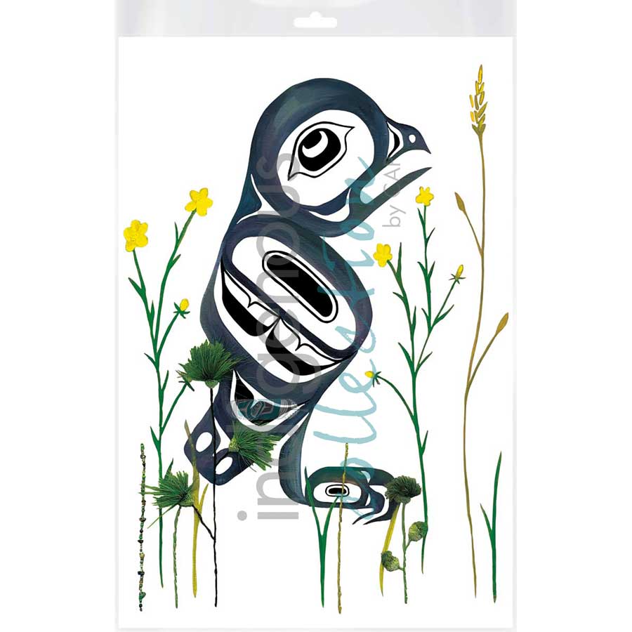 No.2" (Borrowing Owl, 2nd on endangered species list) by artist Carmen Redunante - Nisga'a. Indigenous Collection