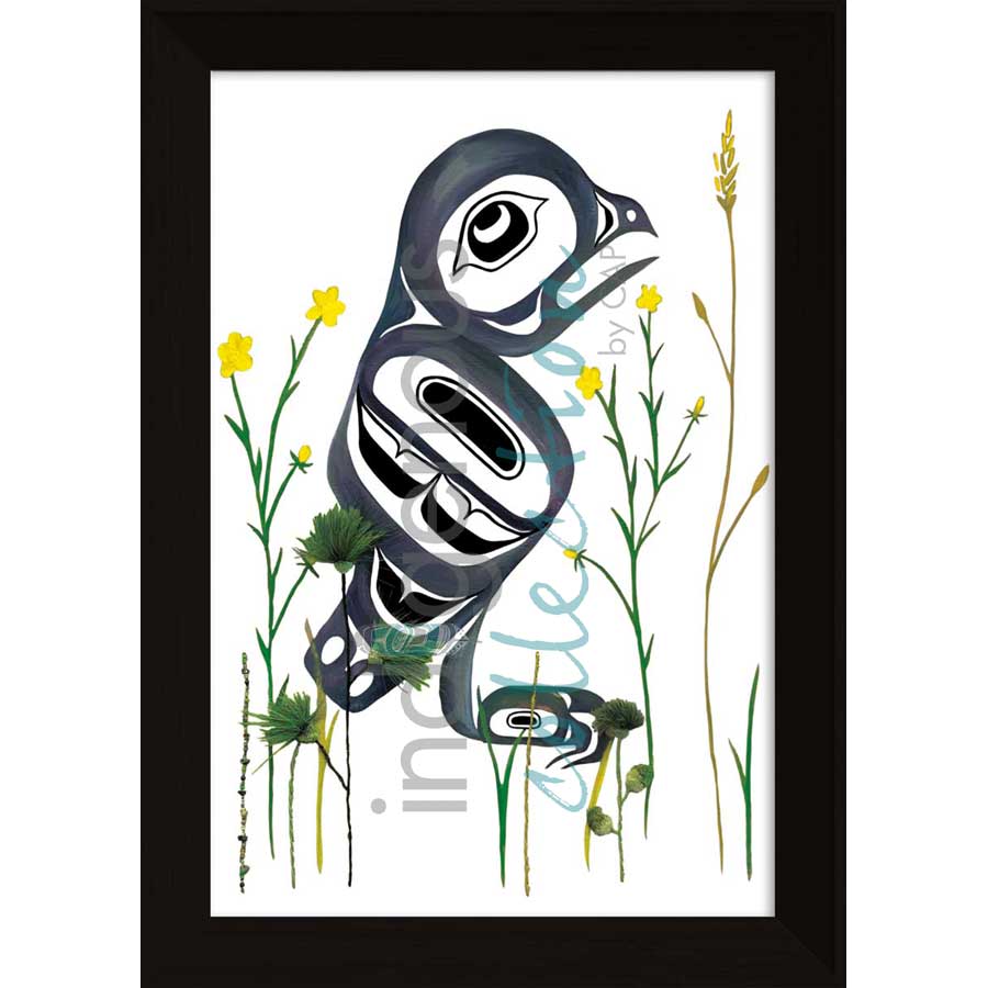 No.2" (Borrowing Owl, 2nd on endangered species list) by artist Carmen Redunante - Nisga'a. Indigenous Collection